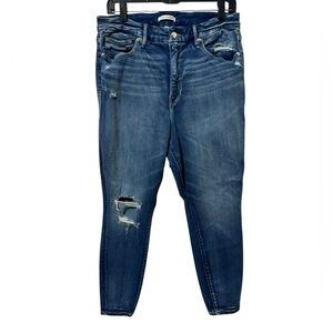 Good American Good Legs Crop Jeans Size 16 Distressed Blue Denim
